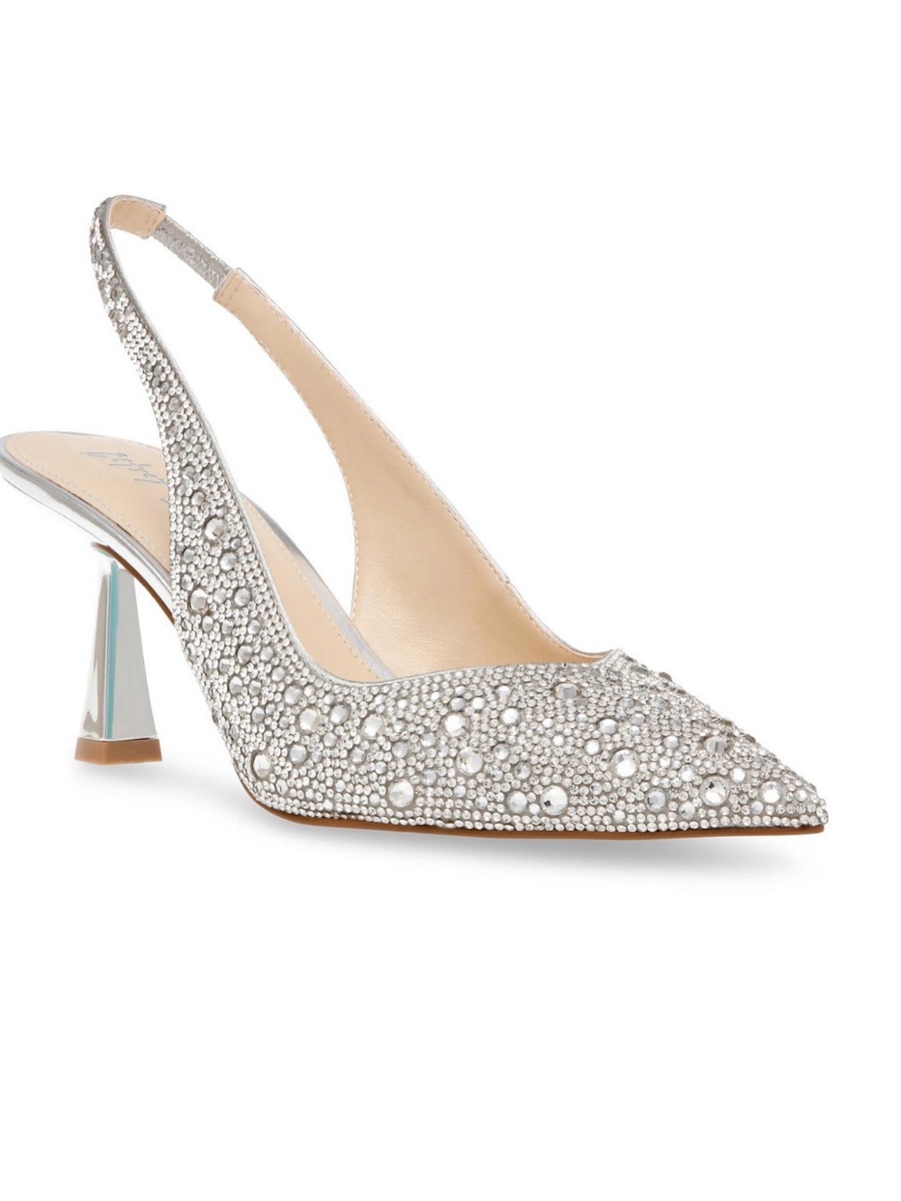 Betsey Johnson Clark Slingback Silver Rhinestone Heels